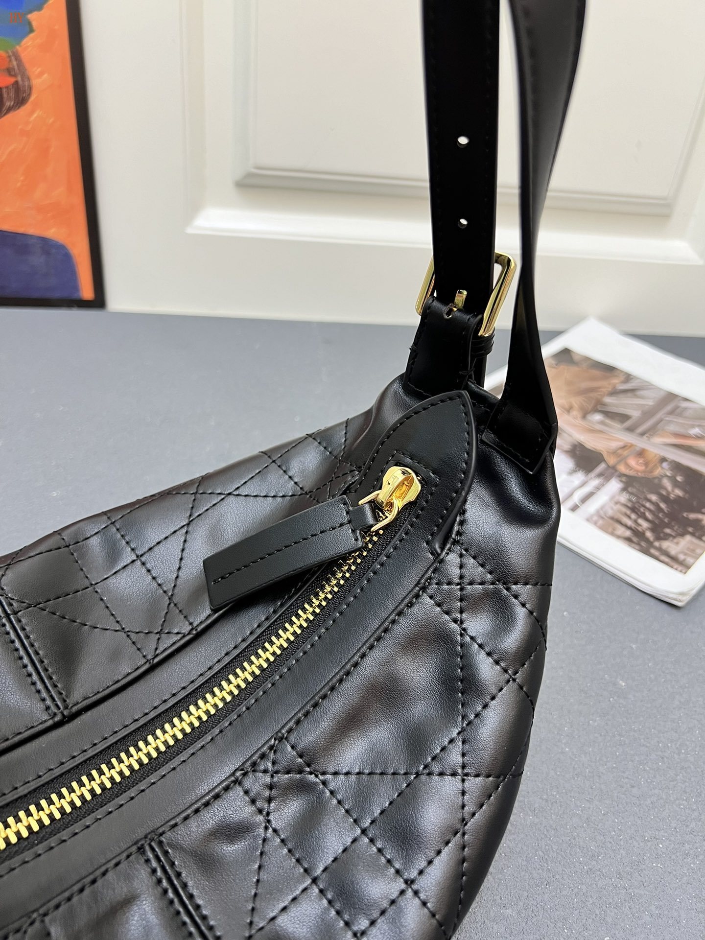 dior black quilted handbag 33x16x15 cm - Image 6