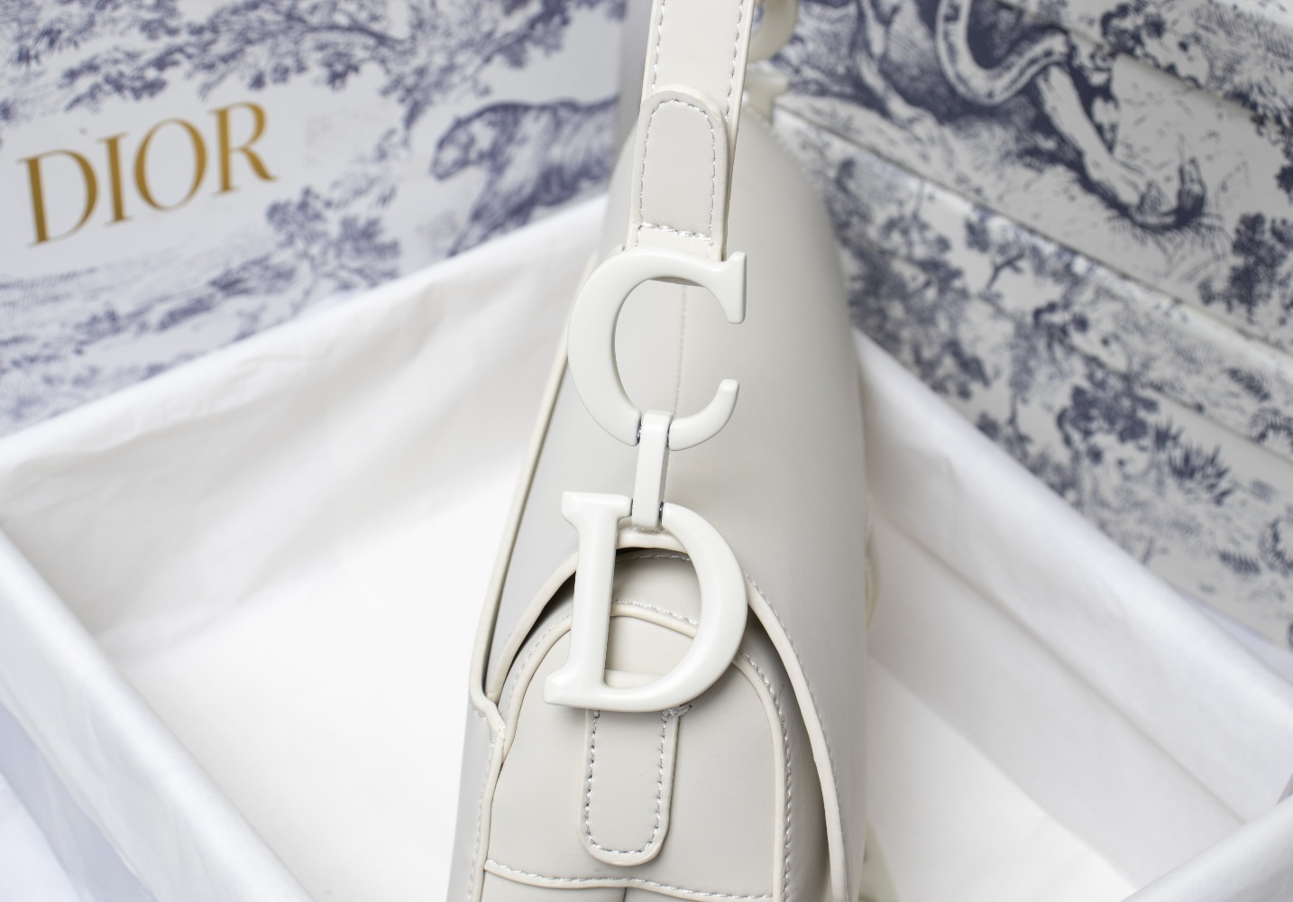 dior saddle bag - 25.5 x 20 x 6.5 cm - cream - Image 6