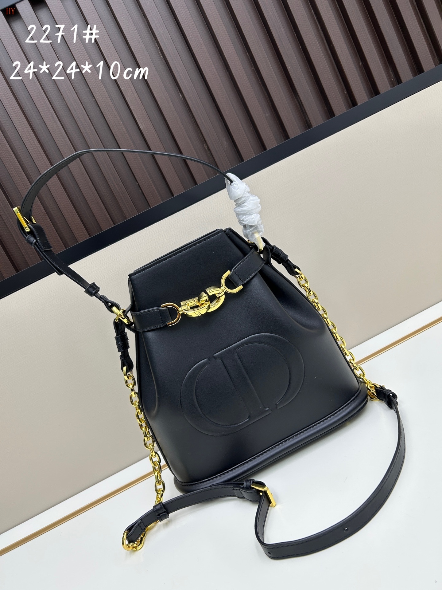 dior black bucket bag 24*24*10 cm - model 2271
