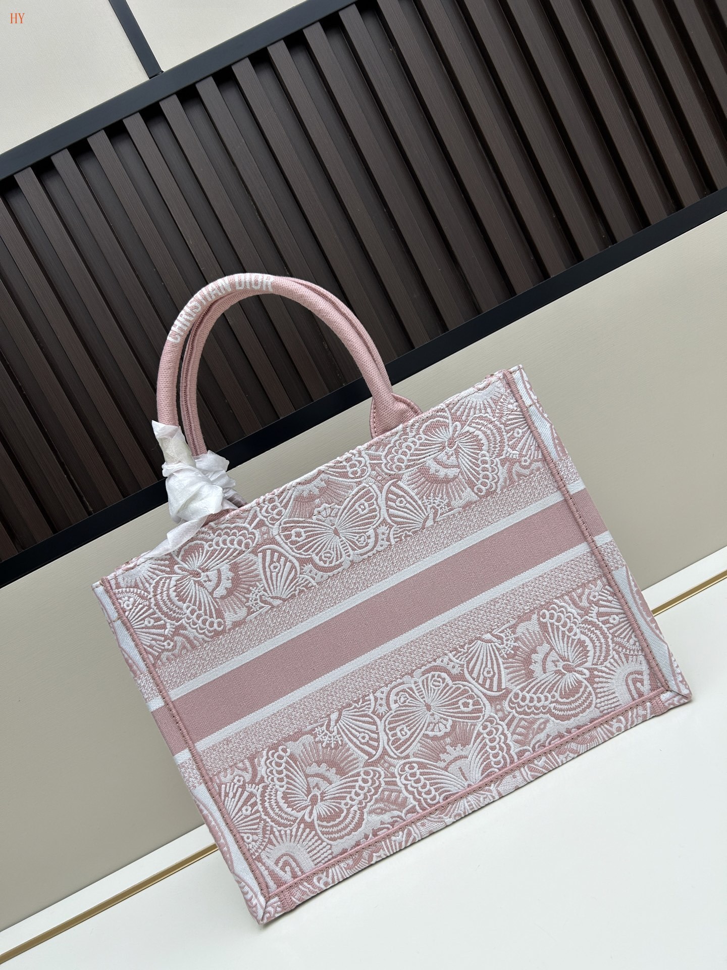 dior embroidered tote bag 36cm - pink - Image 6