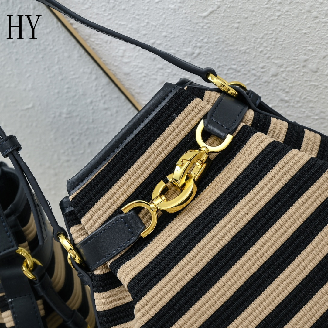 dior striped bucket bag - 24x24.5x10 cm - Image 6