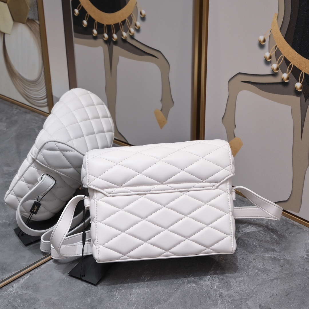 yves saint laurent quilted white bag 19*15*8 - Image 6
