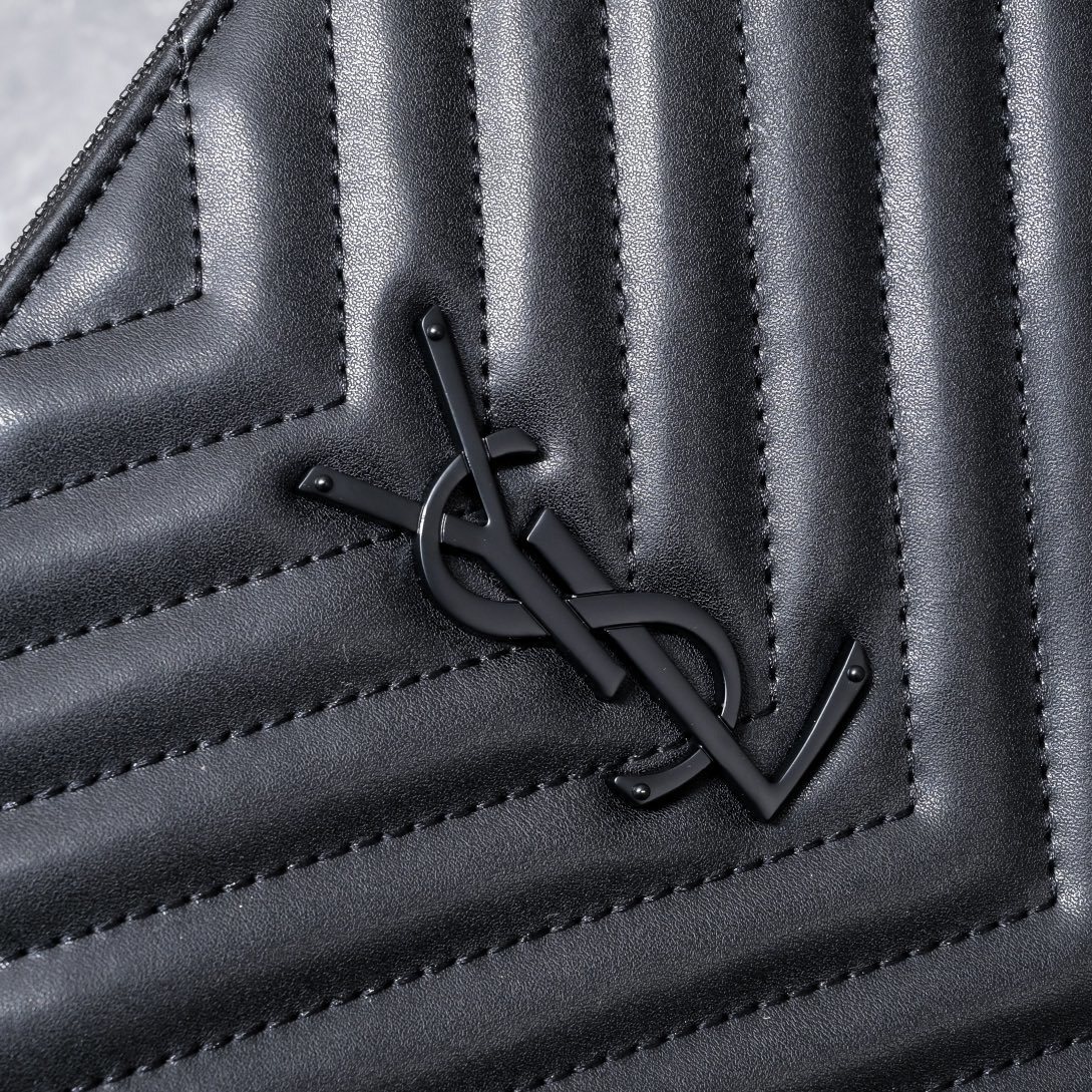 yves saint laurent black chevron clutch - 30cm - Image 6