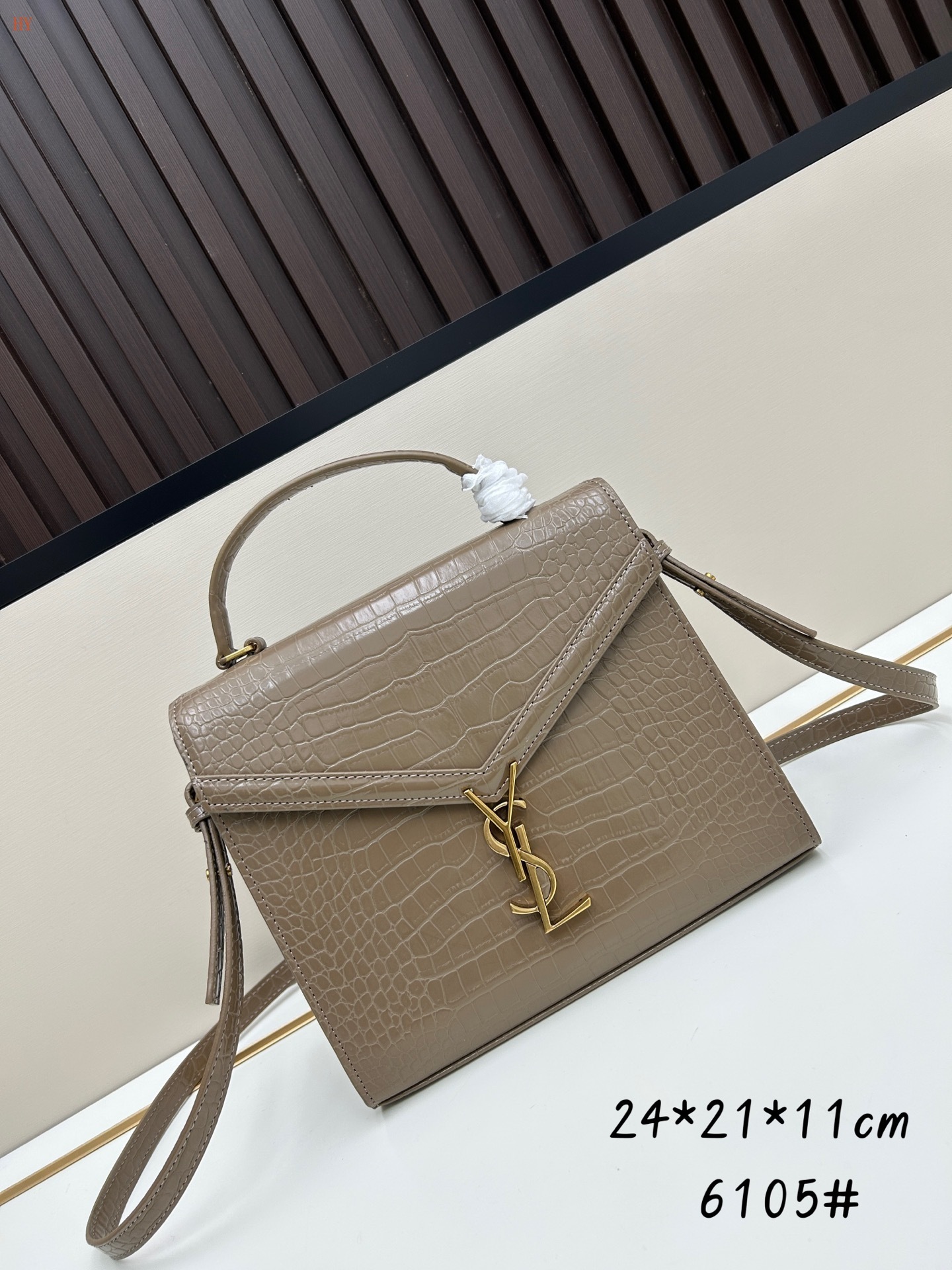 yves saint laurent crocodile-pattern handbag 24x21x11 cm