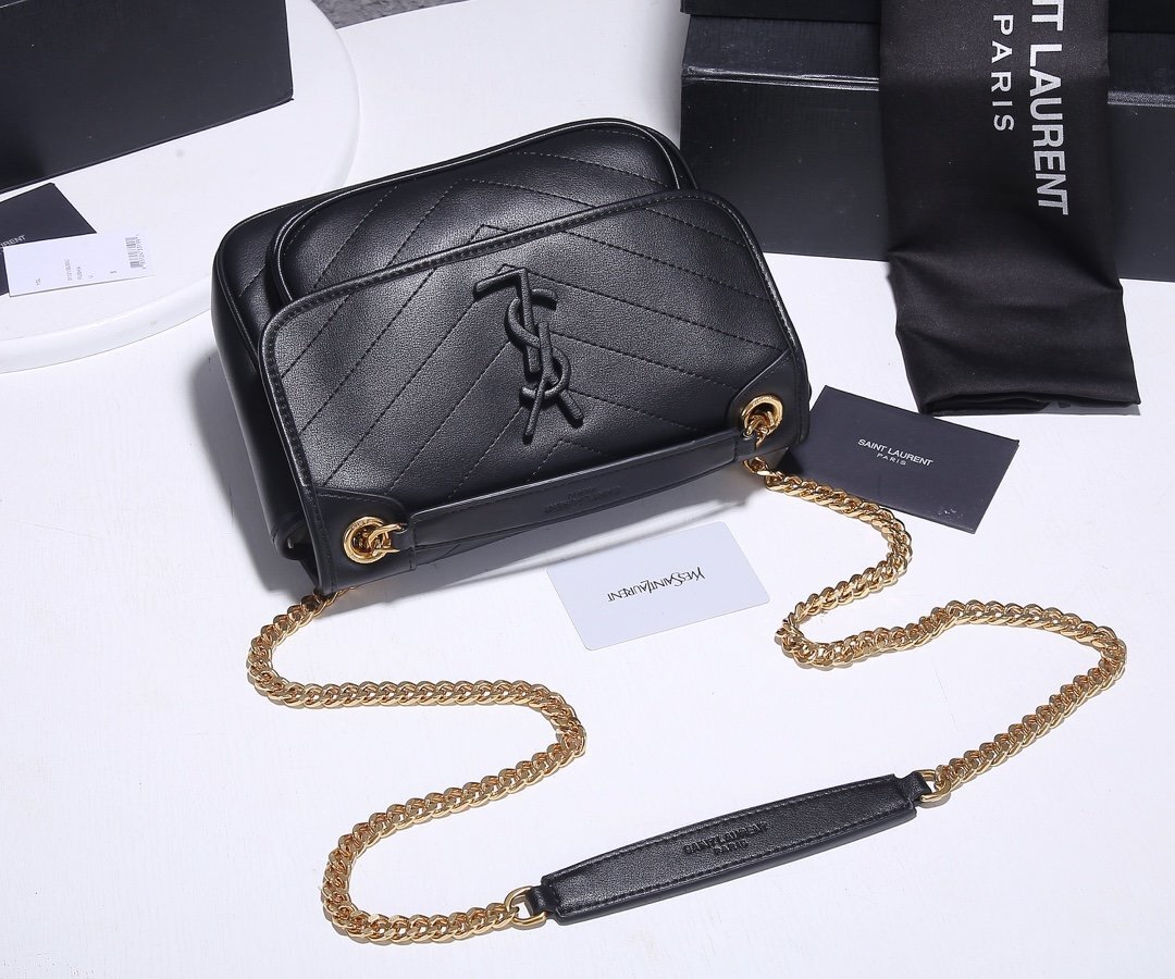 yves saint laurent black leather shoulder bag 23x16.5x12 - Image 6