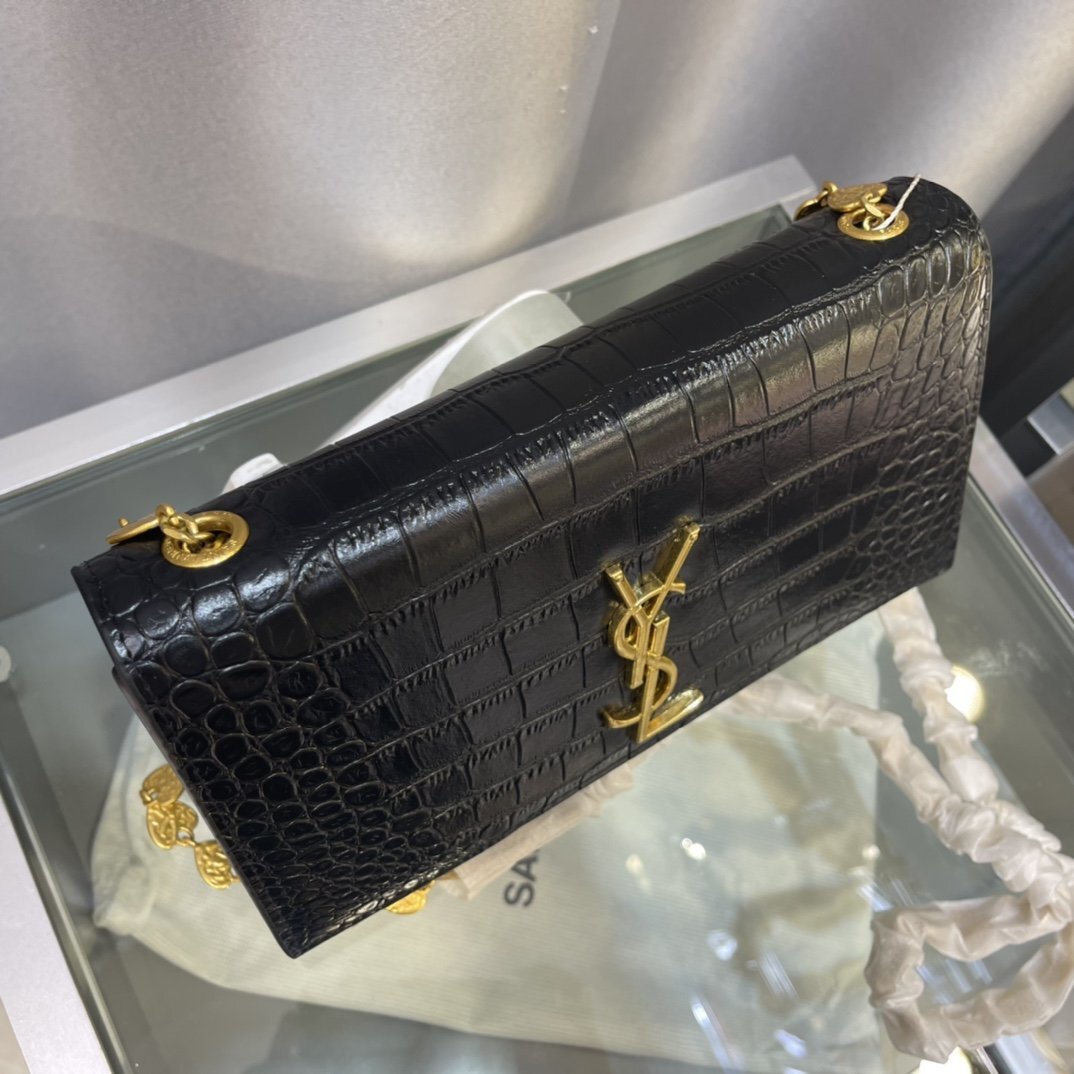 yves saint laurent black croc-embossed leather wallet - Image 6