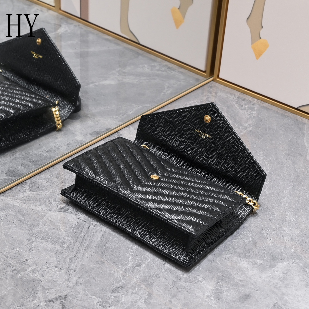 yves saint laurent black chevron wallet on chain - 20x17x6cm - Image 6