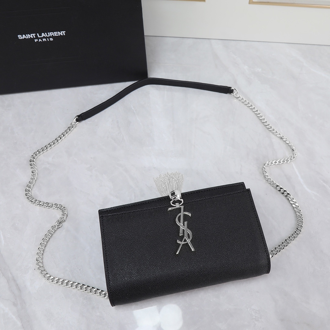 yves saint laurent black wallet on chain - 19x12.5x4 cm - Image 6