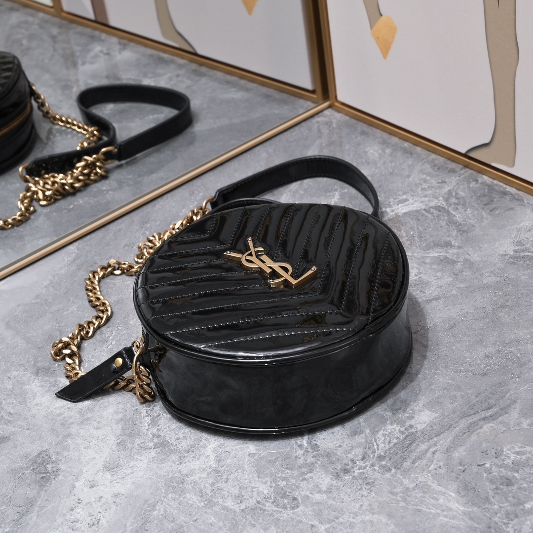 yves saint laurent black quilted round crossbody bag - Image 6