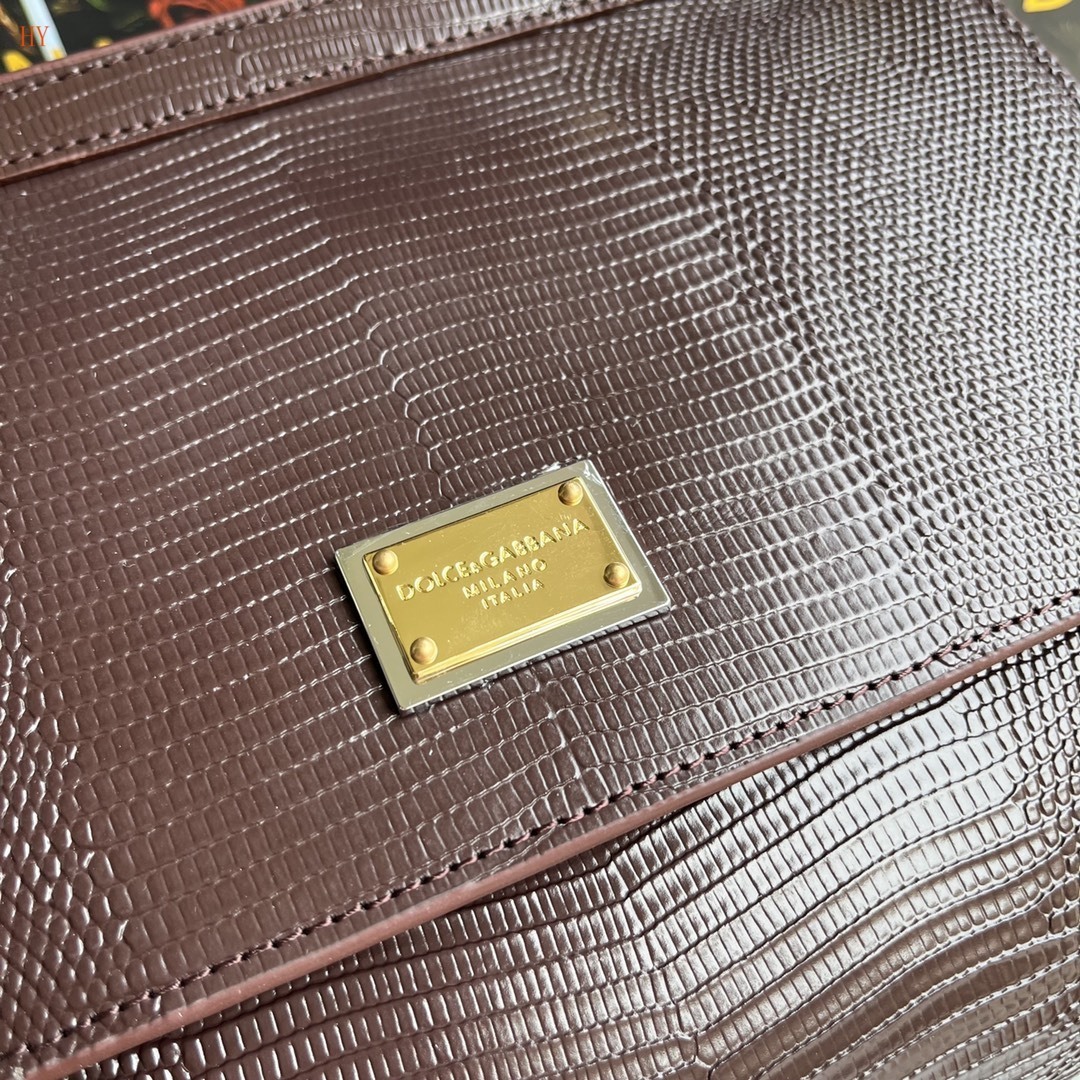 dolce & gabbana brown textured handbag 25x20x12 cm - Image 6