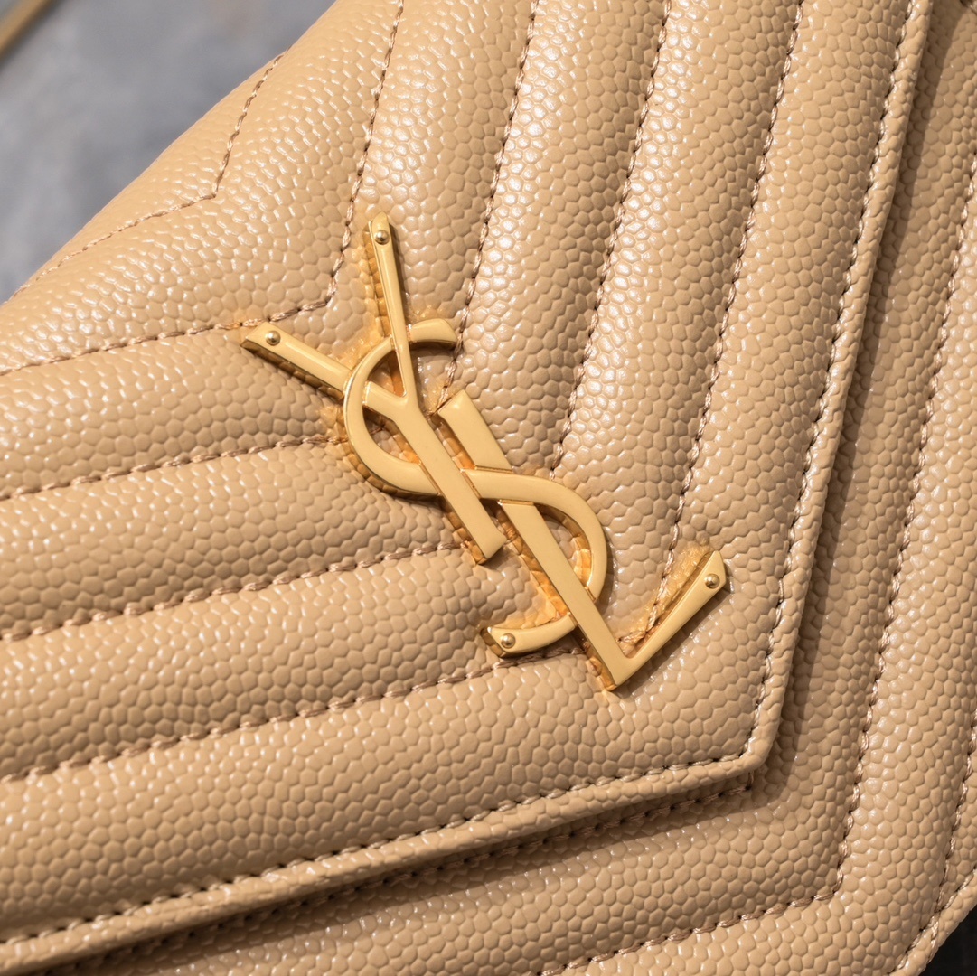 yves saint laurent beige chevron crossbody bag - 20×17×6cm - Image 6