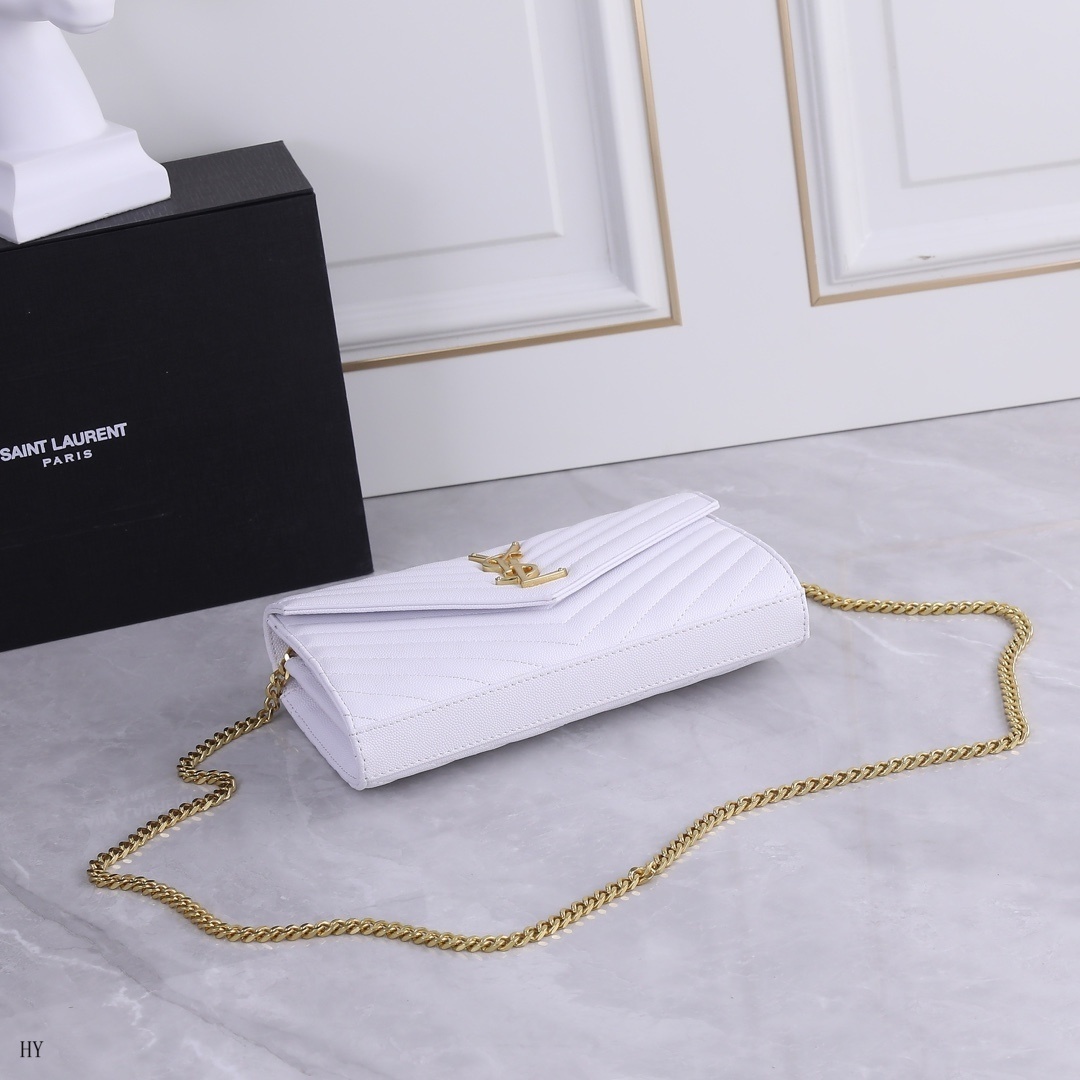 yves saint laurent quilted white leather wallet on chain - Image 6