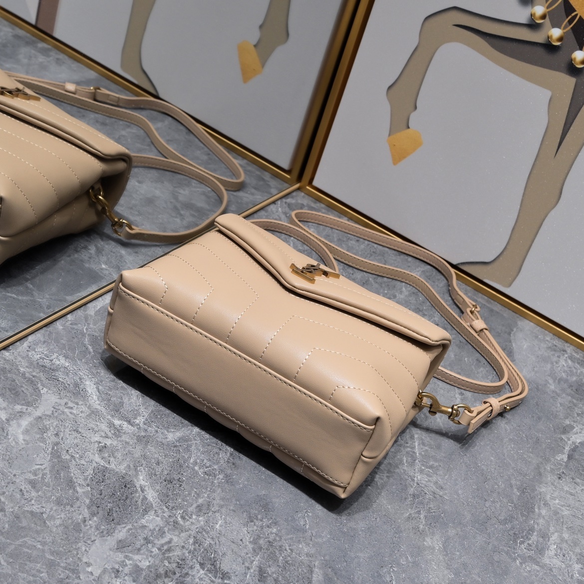 yves saint laurent beige quilted crossbody bag - 20x14x7cm - Image 6