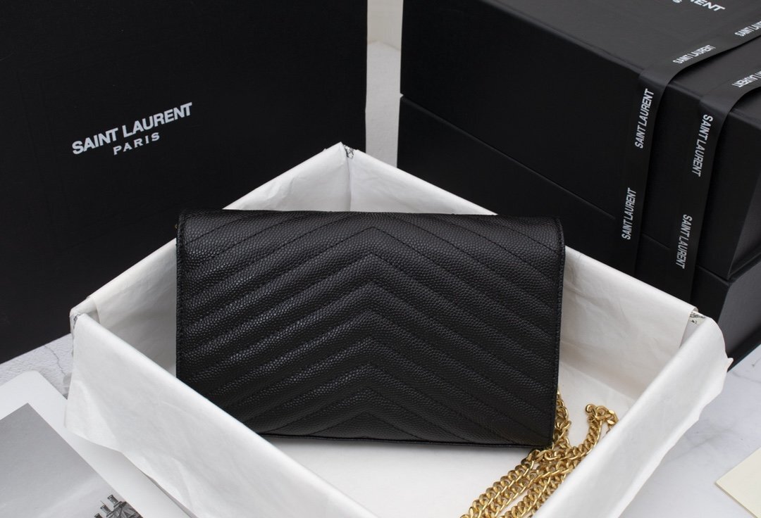 yves saint laurent black quilted leather bag 22.5*14*4 - Image 6
