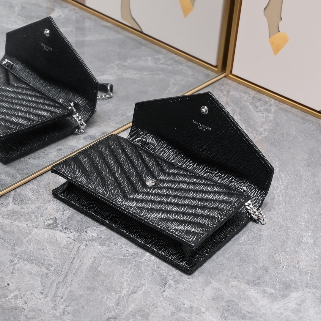 yves saint laurent black chevron wallet on chain - 20x17x6 cm - Image 6