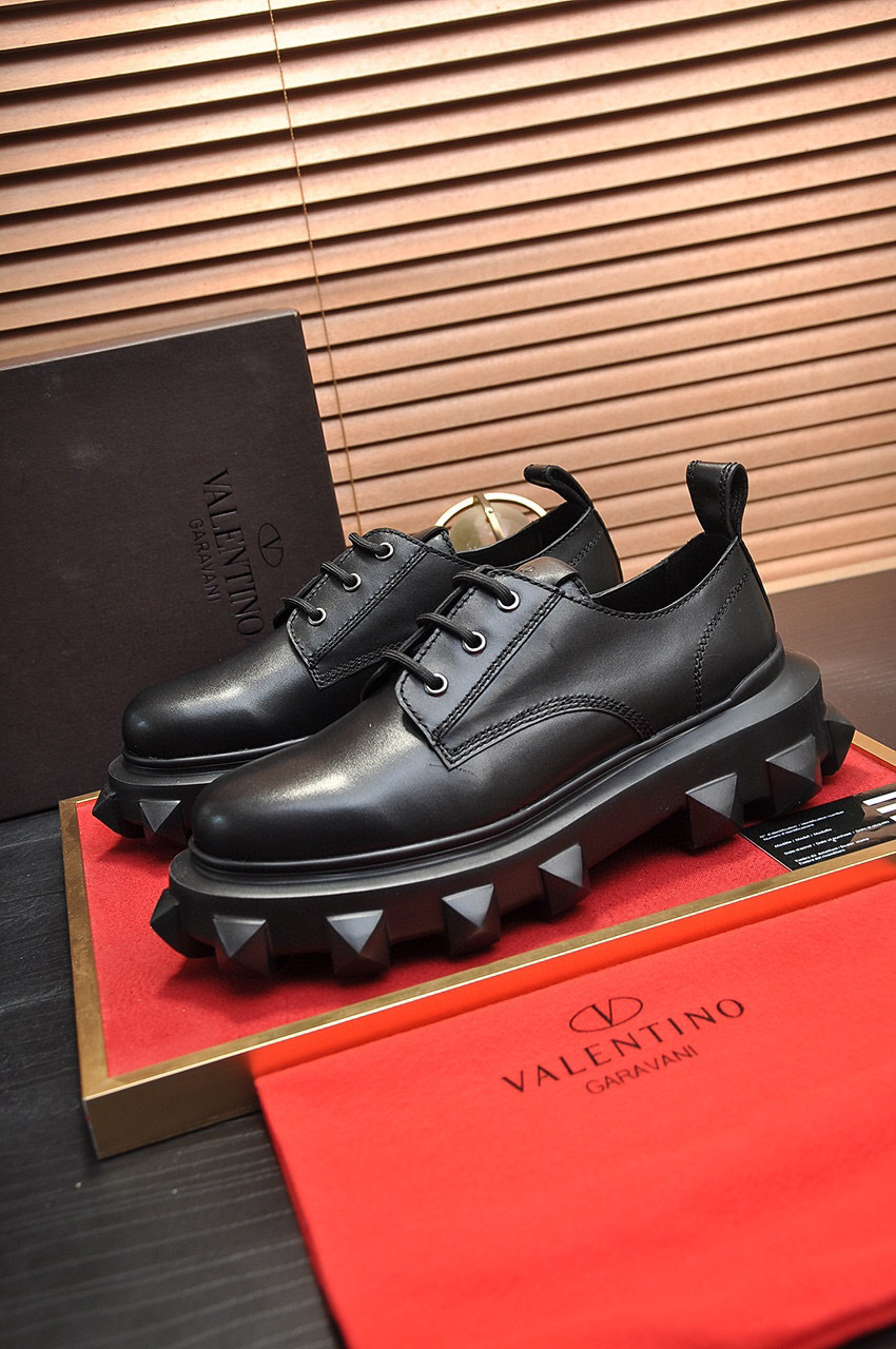 valentino garavani black leather shoes 38-44