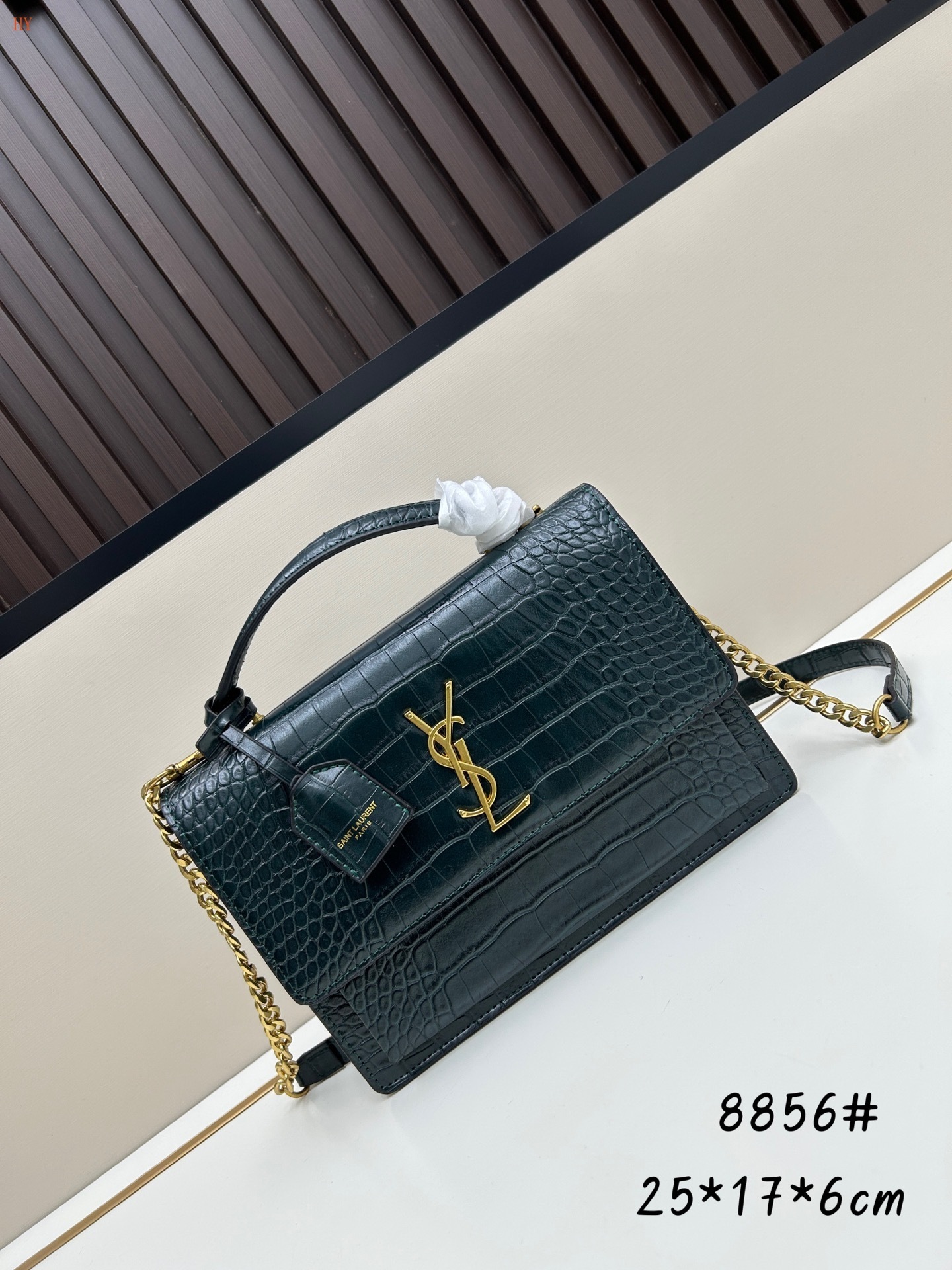 yves saint laurent crocodile-pattern bag 25*17*6 cm