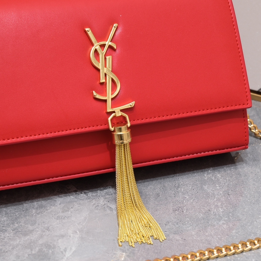 yves saint laurent red leather crossbody bag 24x14x5 - Image 6
