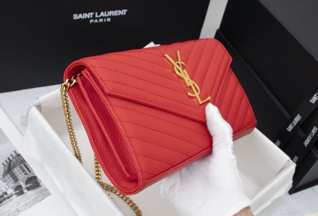 yves saint laurent red quilted leather bag 22.5x14x4 - Image 6