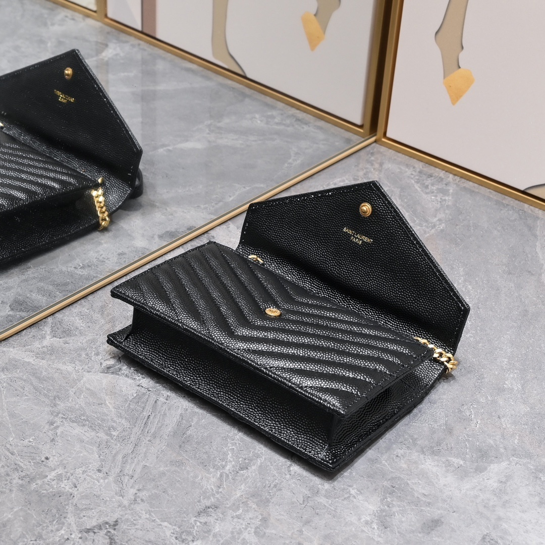 yves saint laurent black chevron wallet on chain - 20*17*6 cm - Image 6