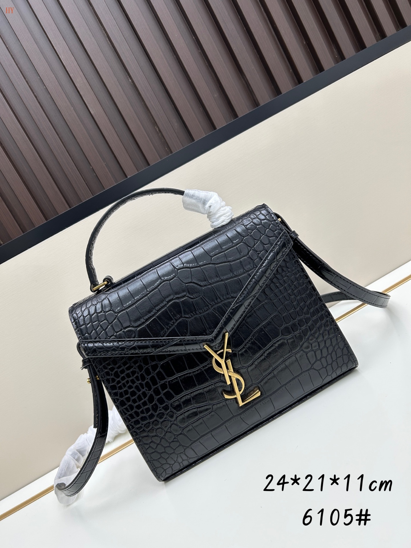 yves saint laurent crocodile-effect handbag 24*21*11 cm