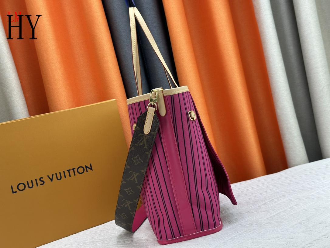 louis vuitton pink striped tote bag 31x28x14 - Image 7