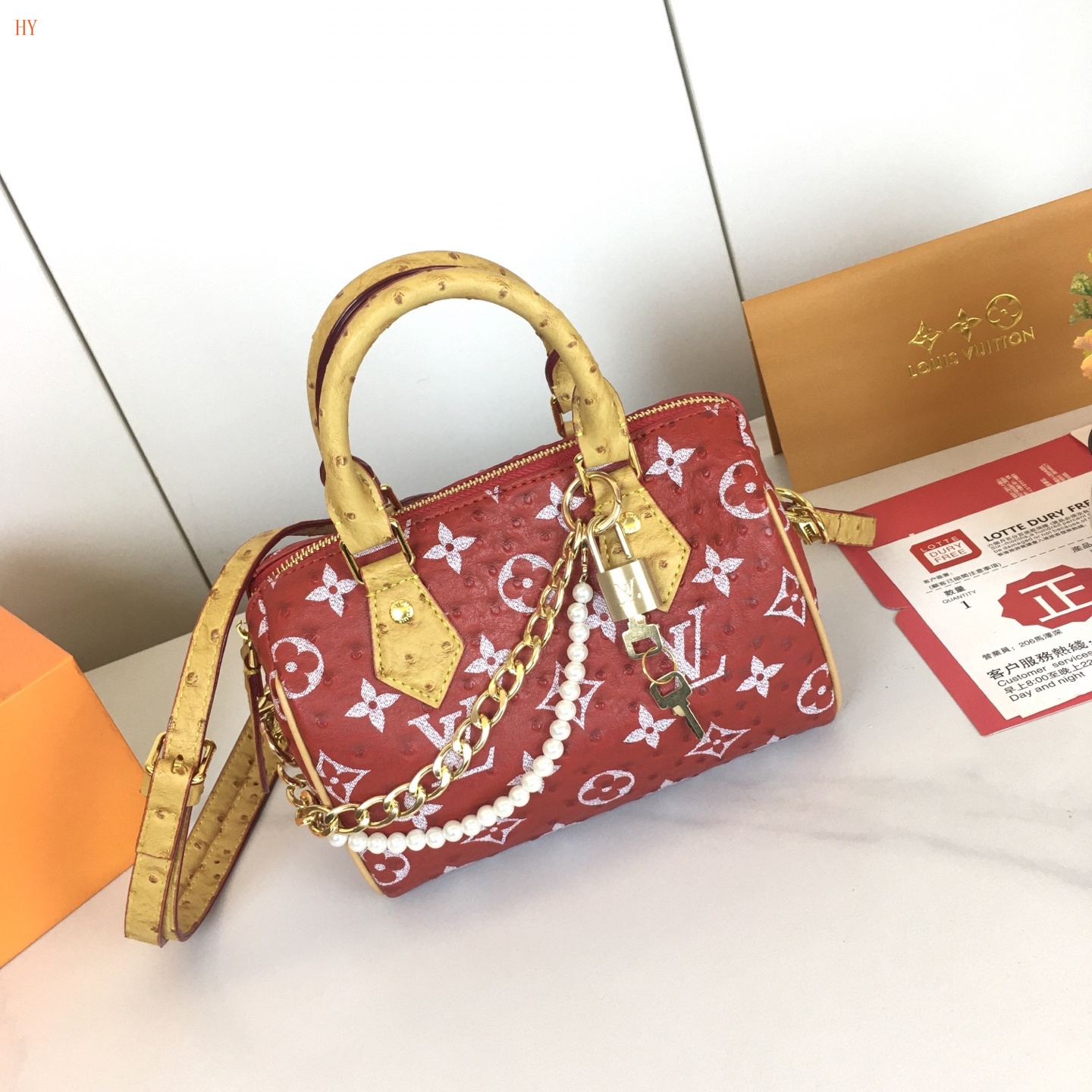 louis vuitton red handbag 20.5*13.5*12