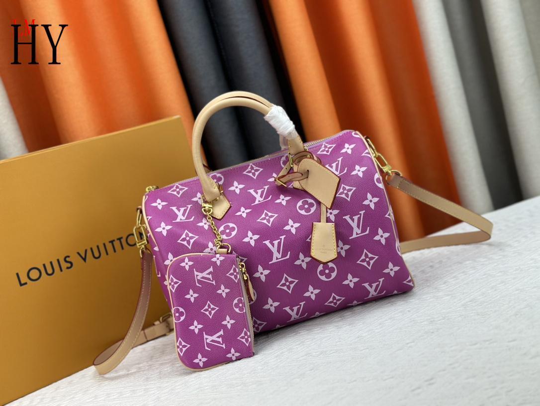 louis vuitton pink monogram handbag with pouch - 30x21x17 cm
