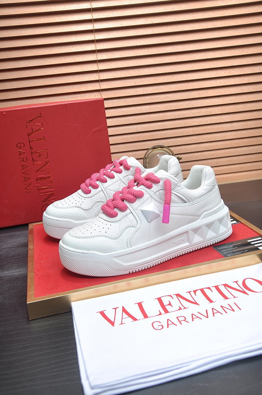 valentino garavani white sneakers with pink laces - size 35-44