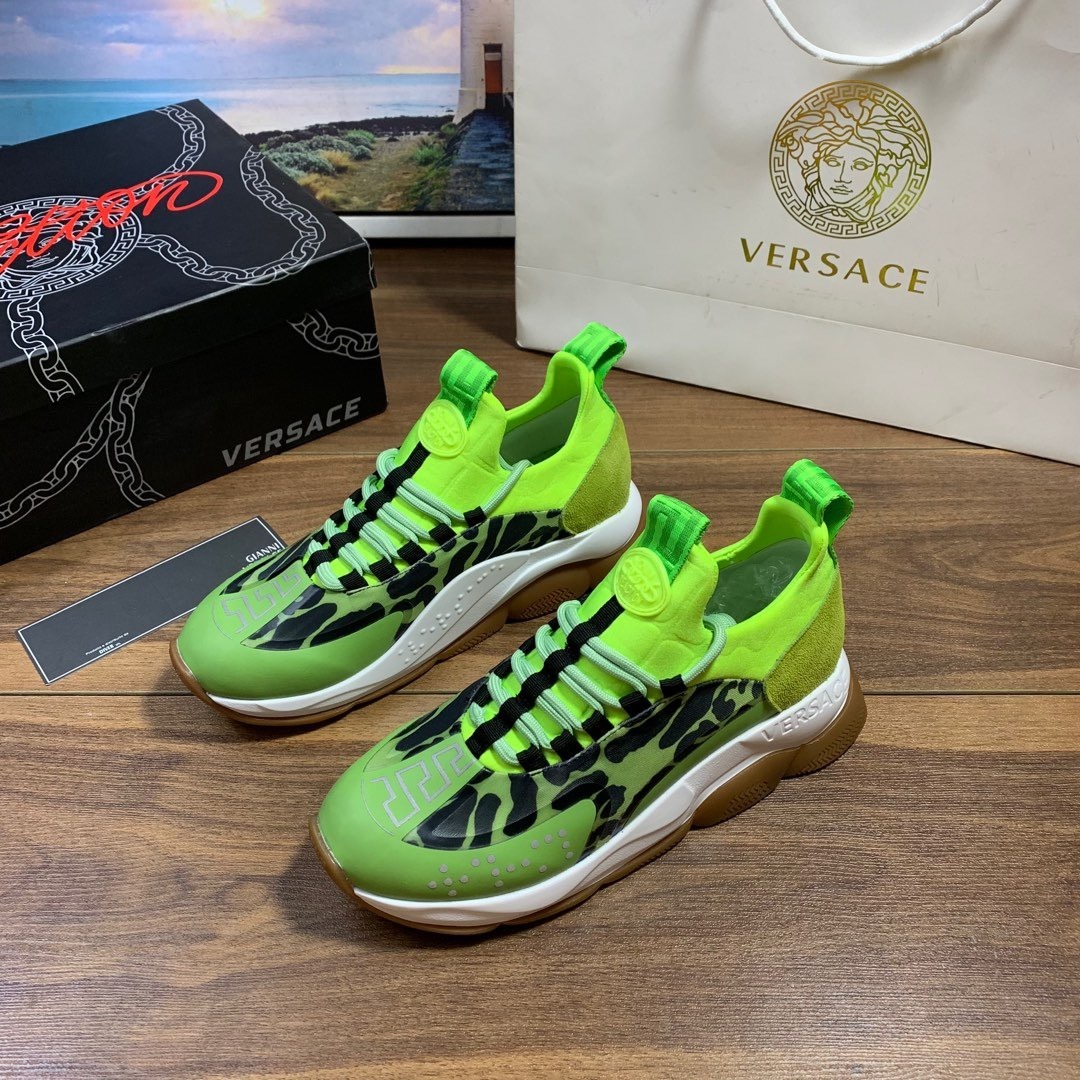 versace green leopard print sneakers - size 35-44