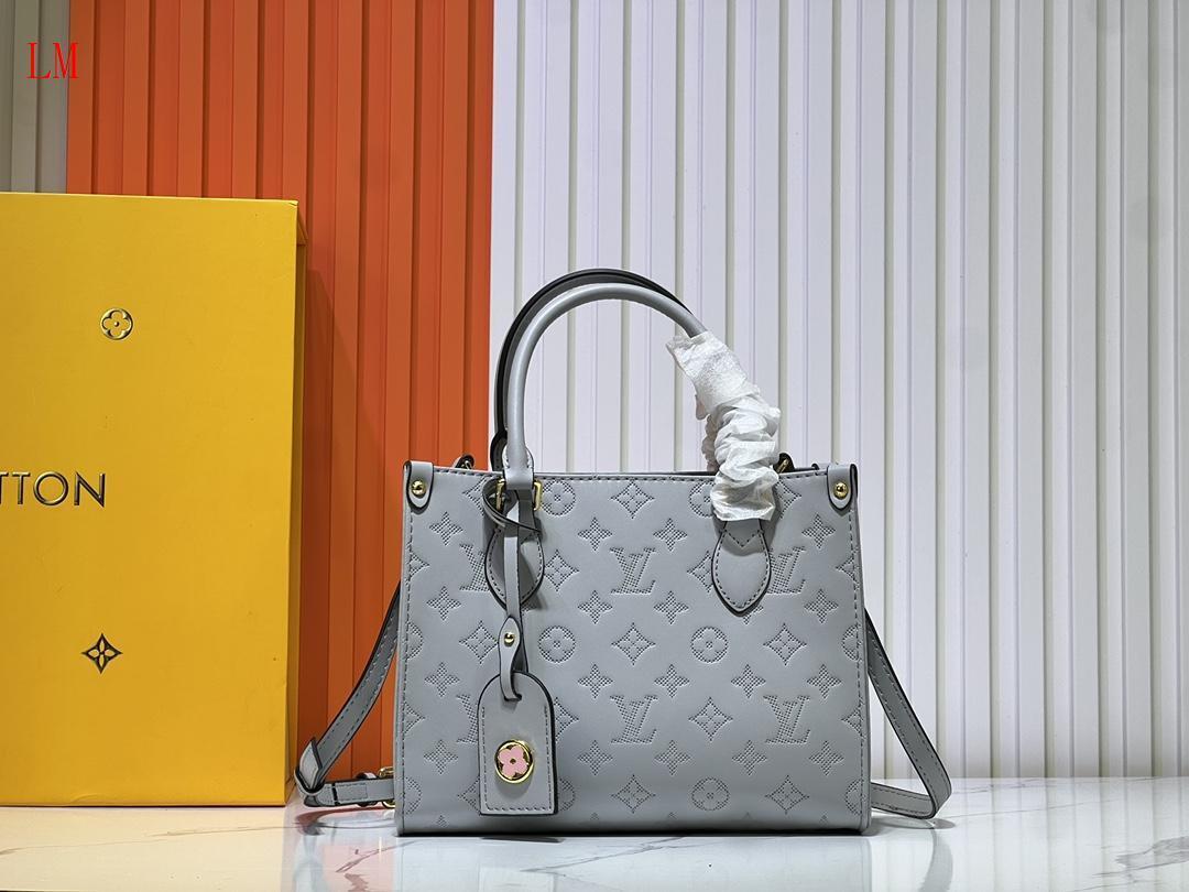 louis vuitton gray monogram tote bag 25x19x11 cm