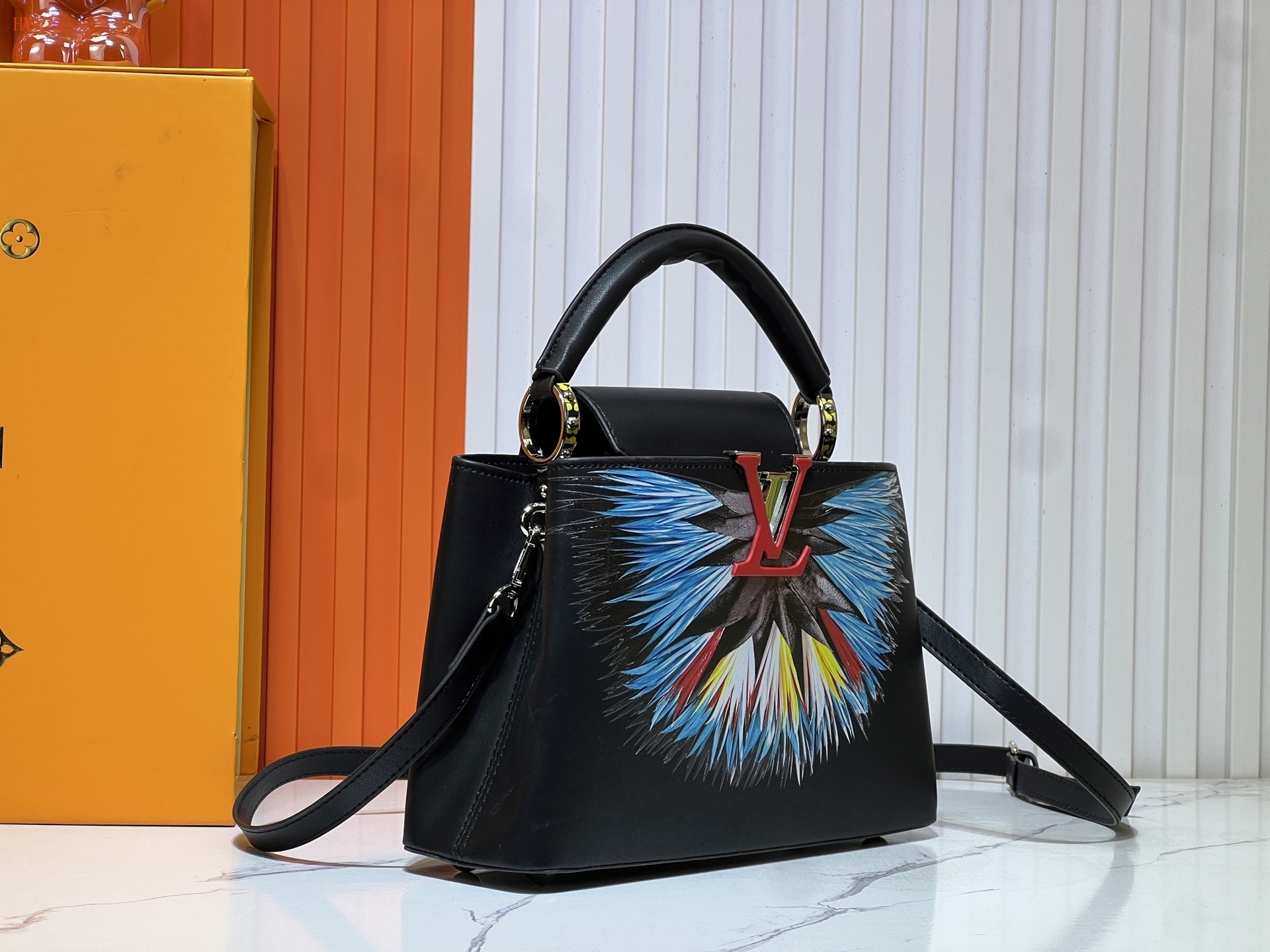 louis vuitton colorful handbag 27x17.3x9 cm - Image 7