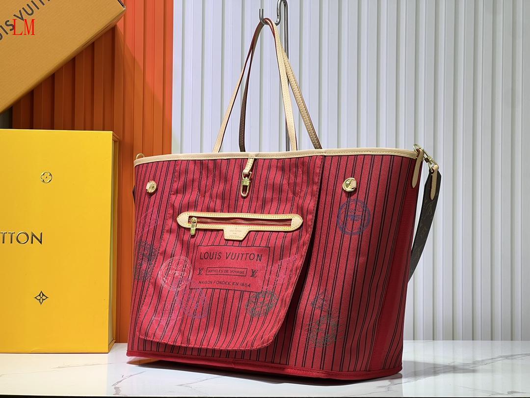 louis vuitton red striped tote bag 39x32x19 cm - Image 7