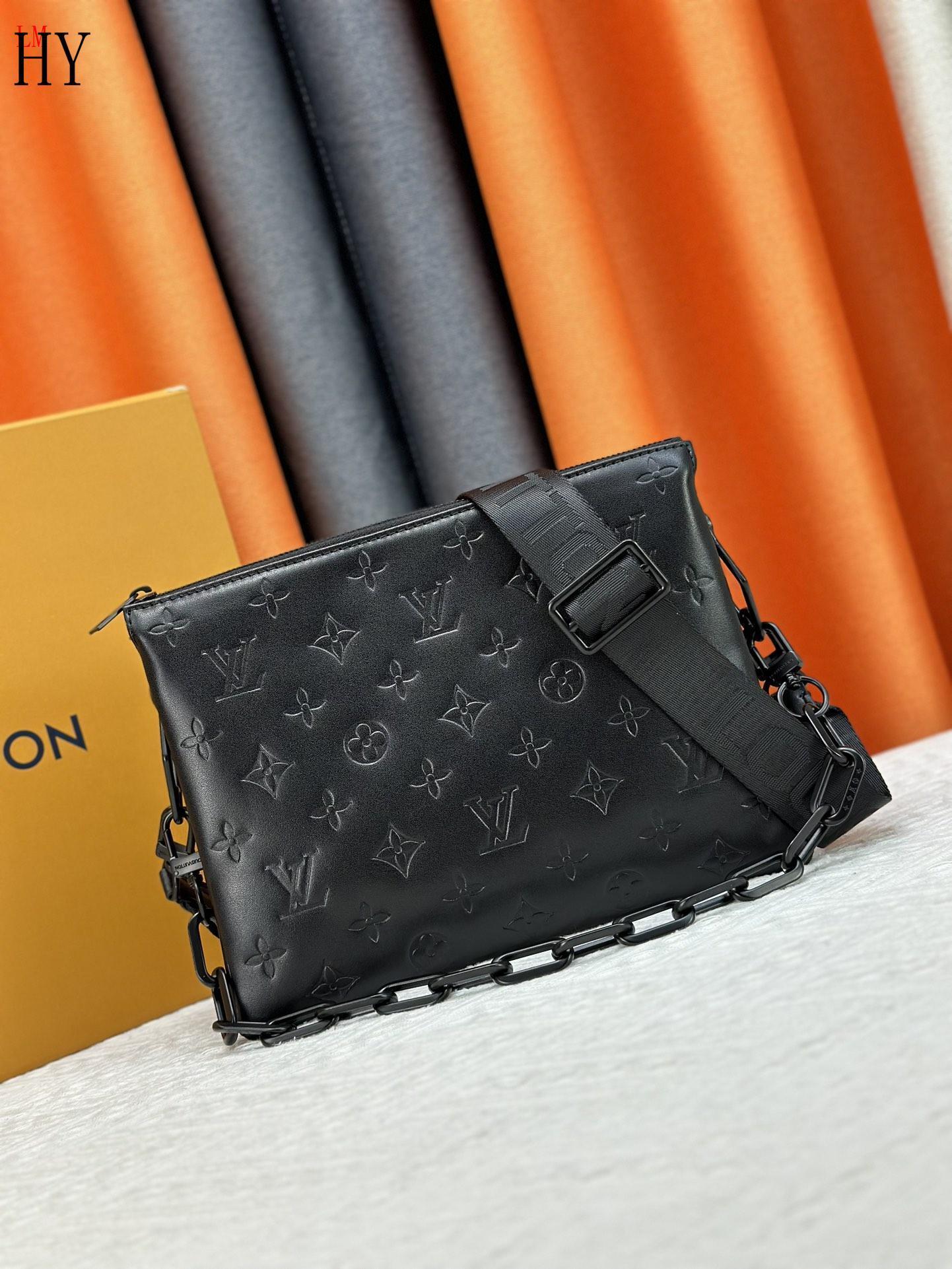 louis vuitton black monogram chain bag 26x20x12