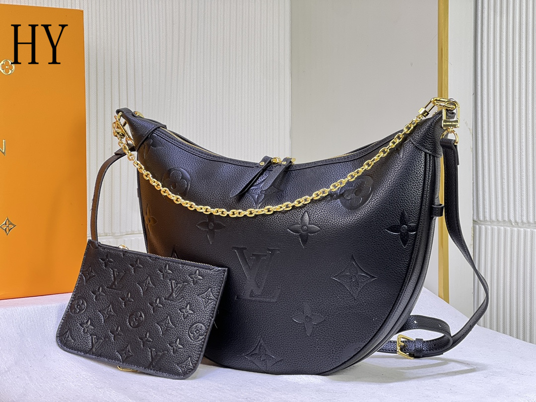 louis vuitton black leather handbag with chain strap - 38 x 26 x 10 cm - Image 7