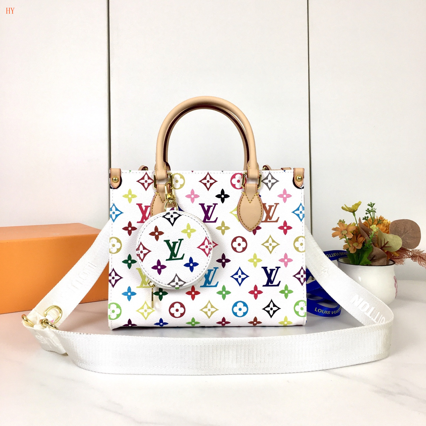 louis vuitton multi-color monogram tote bag 25x19x11.5 cm