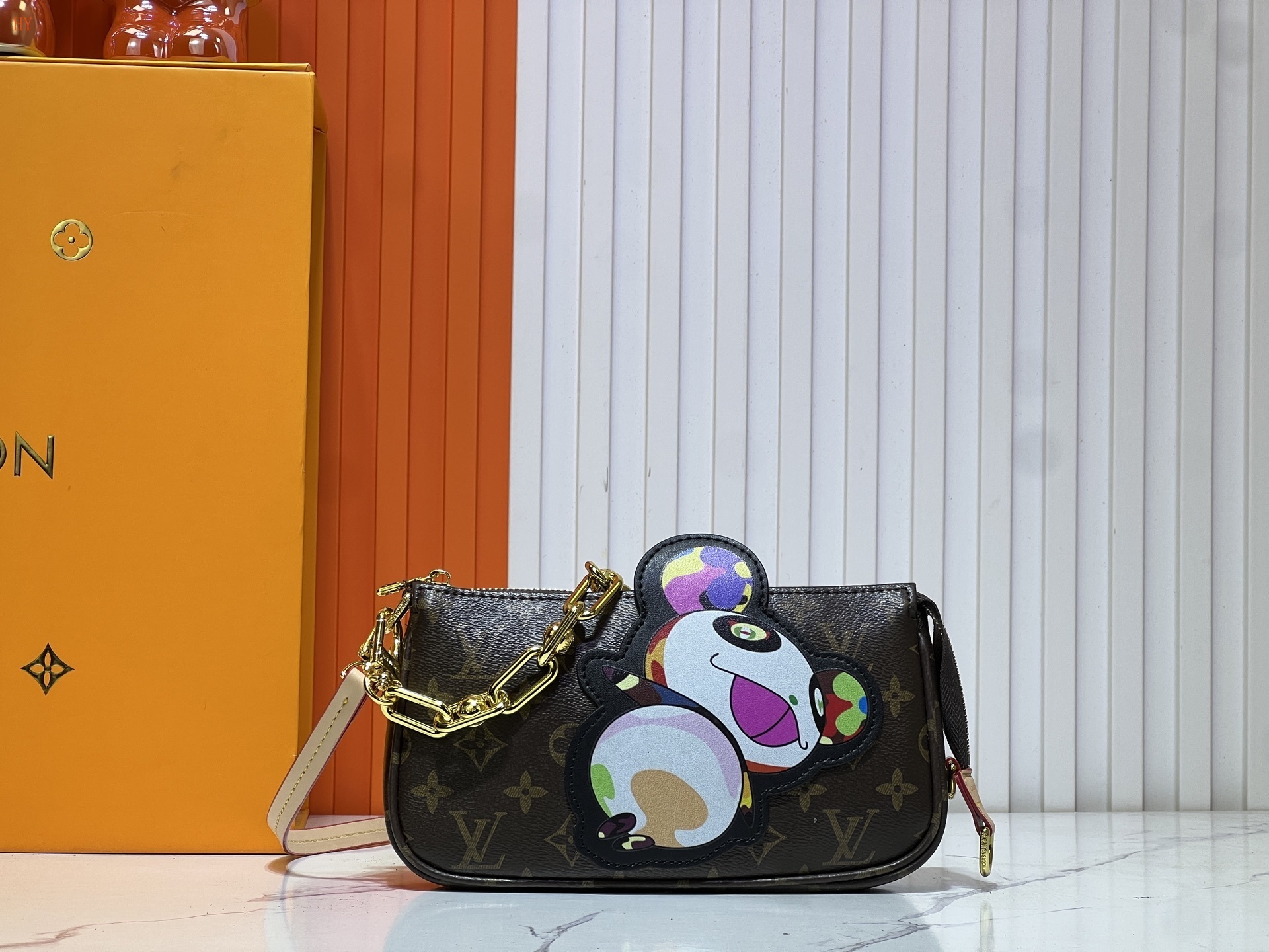 louis vuitton monogram bag with colorful panda design