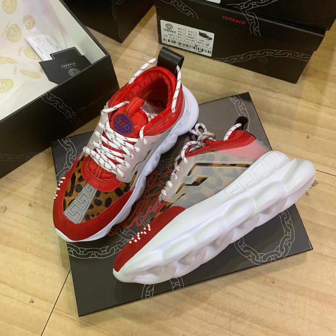 versace unisex dad sneakers 35-44 - red & leopard print - Image 7