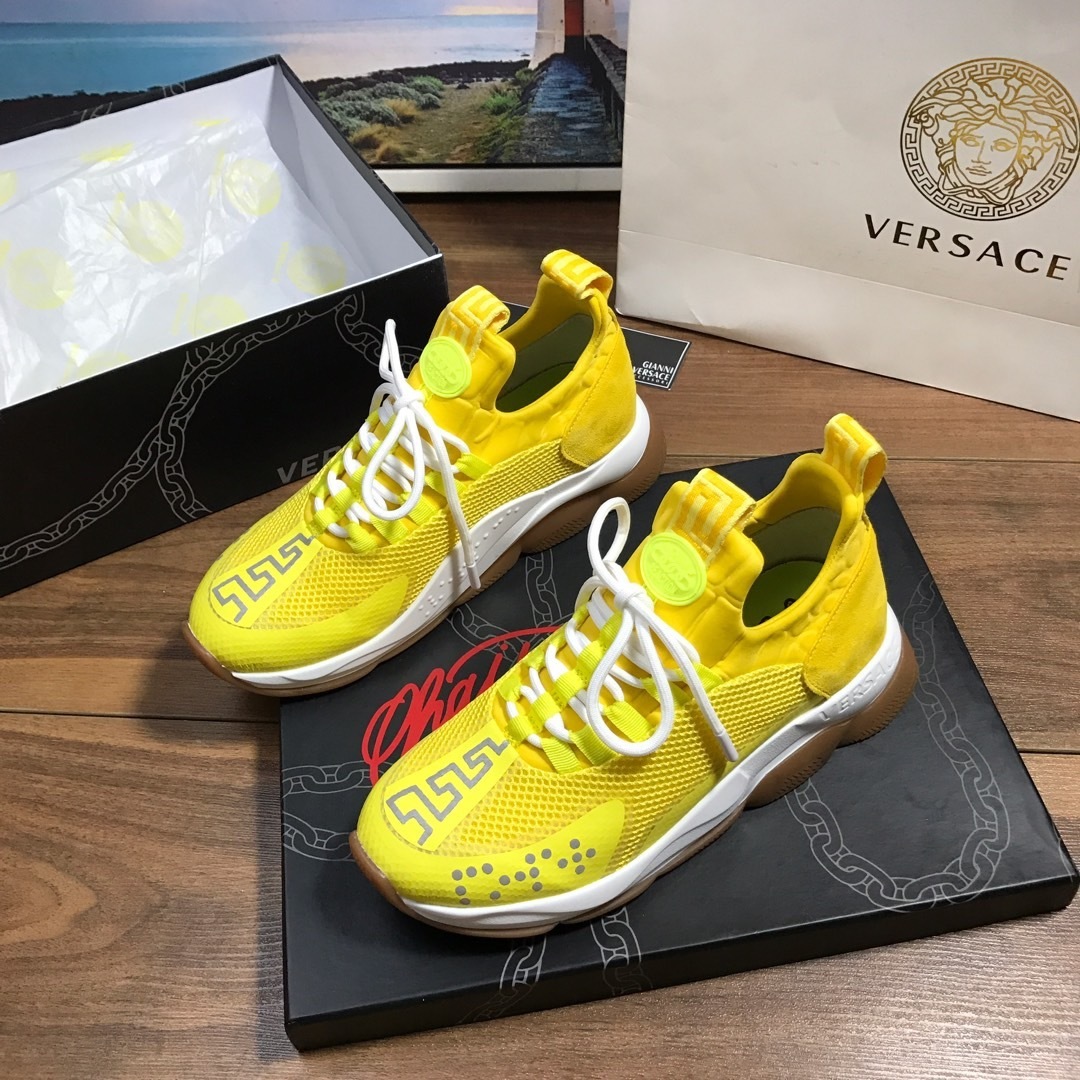 versace yellow sneakers for couples, sizes 35-44