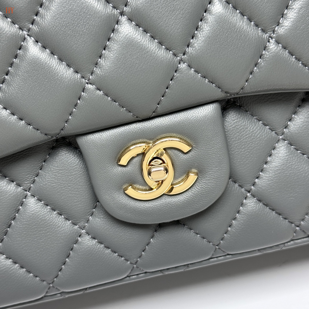 chanel classic flap bag - 33x22x9 cm - gray - Image 7