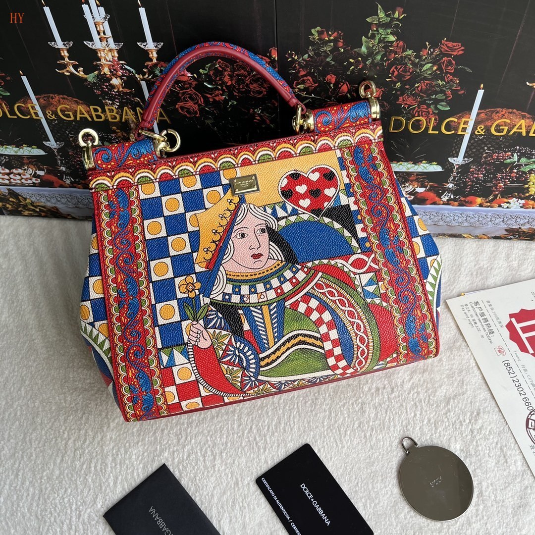 dolce & gabbana colorful queen print handbag 25*20*12.5 cm - Image 7