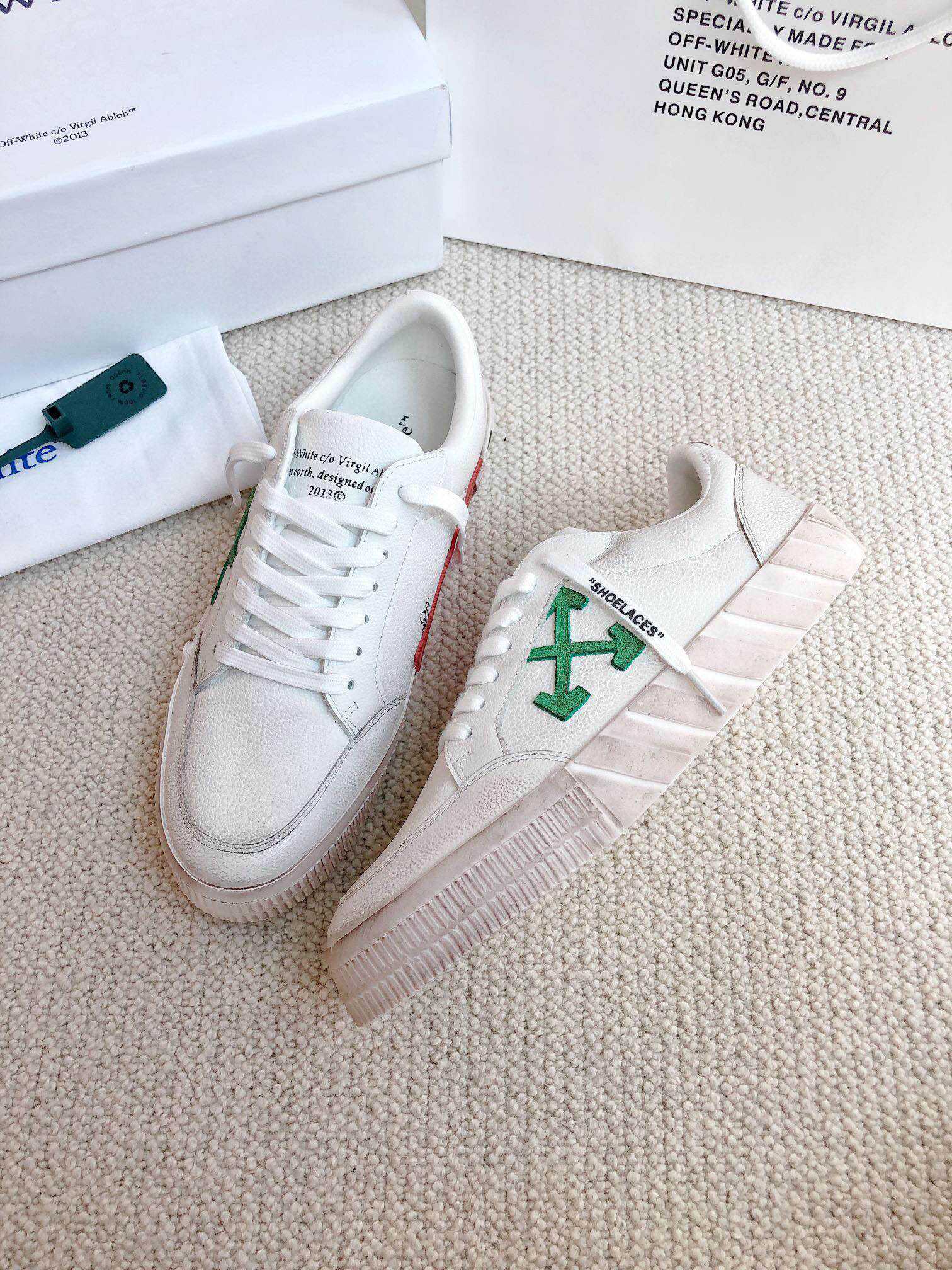 off-white couple's sneakers 35-44 with green logo - Image 7