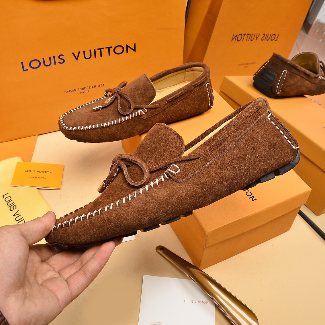 louis vuitton suede slip-on shoes size 38-44 - Image 7