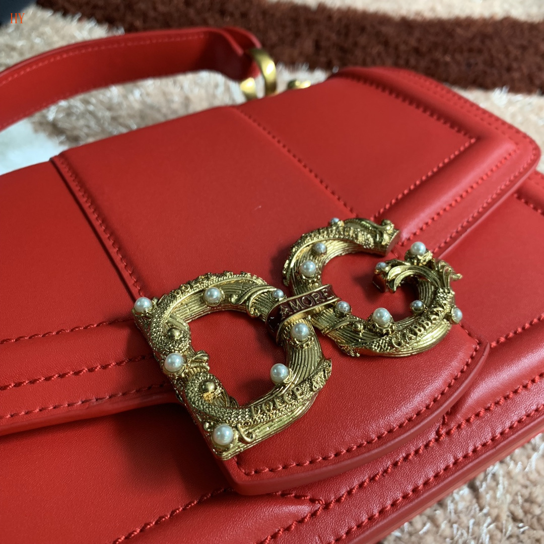 dolce & gabbana red dg logo handbag 27x18x8 cm - Image 7