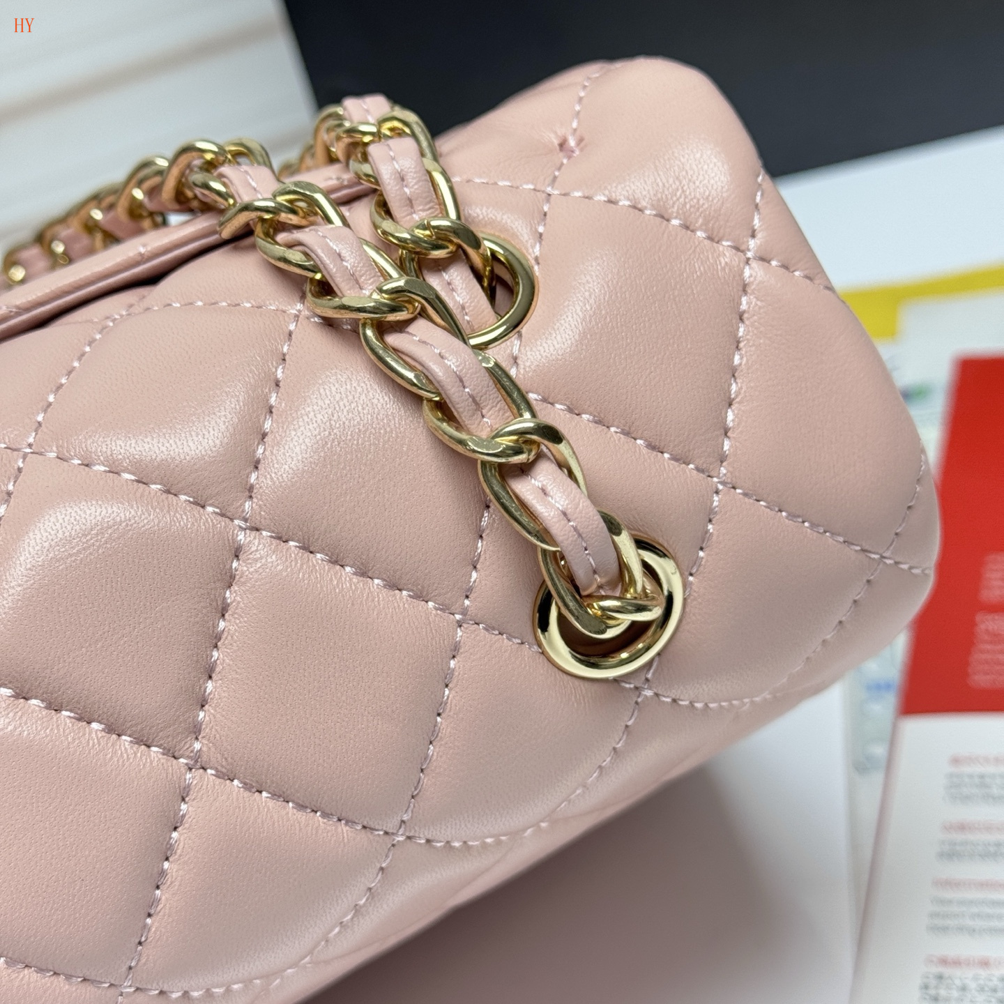 chanel pink quilted flap bag 33*22*9 - Image 7