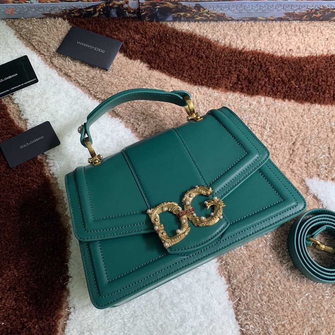 dolce & gabbana green dg logo handbag 27x18x8 cm - Image 7