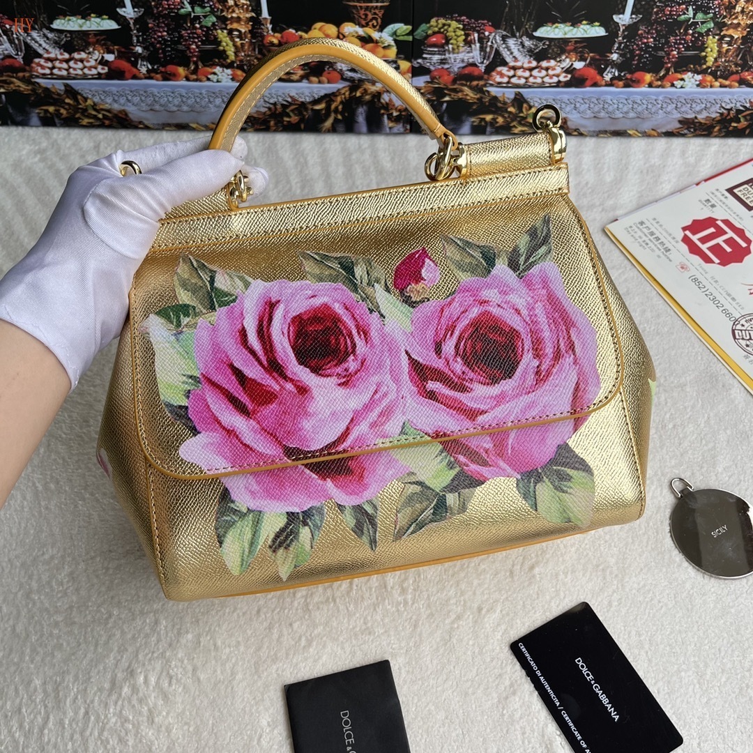dolce & gabbana gold floral handbag 25*20*12 - Image 7