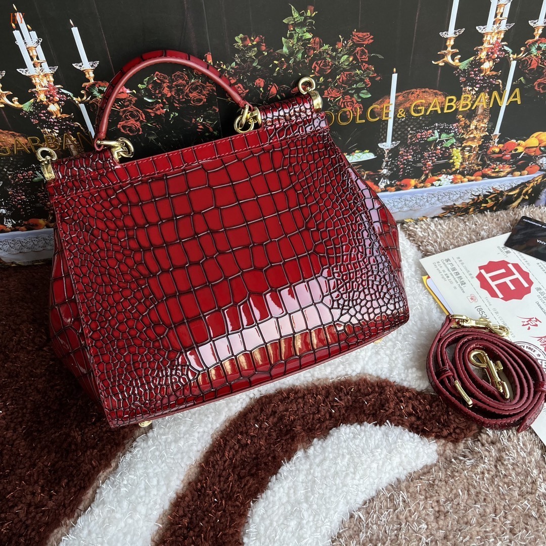 dolce & gabbana red crocodile print handbag - Image 7