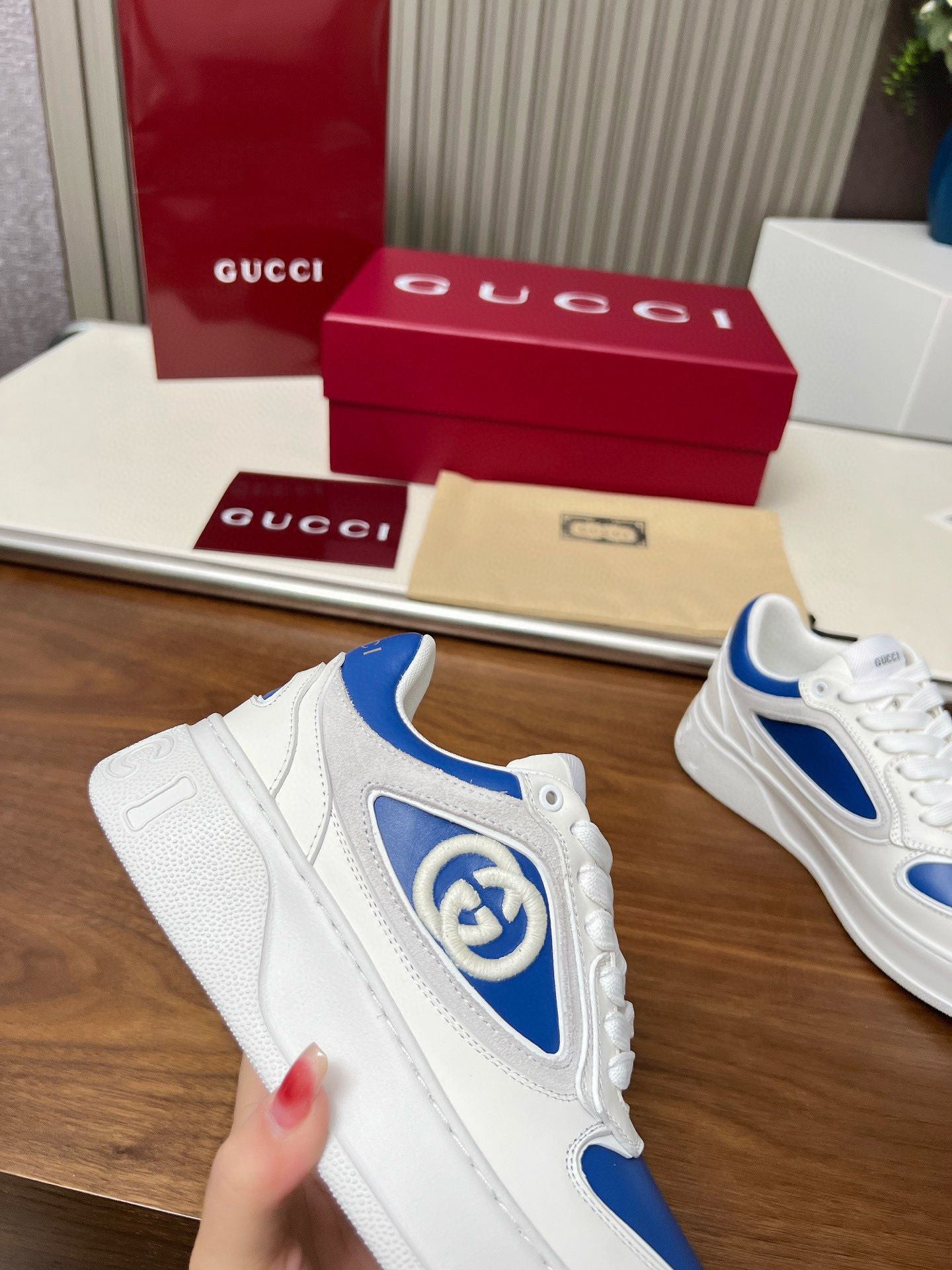 gucci g couples sneakers 35/44 - blue and white - Image 7