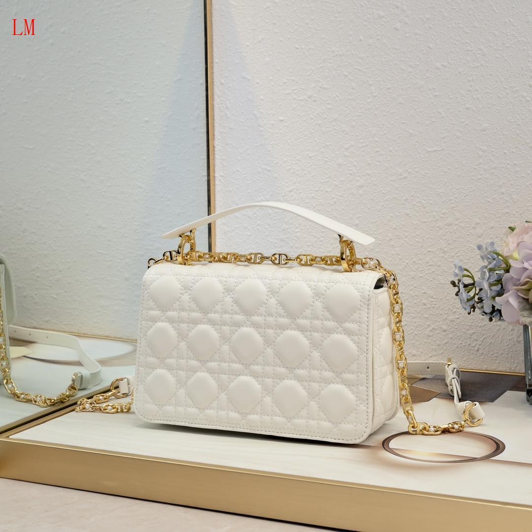 dior quilted white handbag 22x14x8 - Image 7